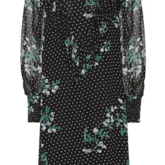 Ganni Rometty Ruffled Printed Georgette Dress 10 - Picture 3 of 11